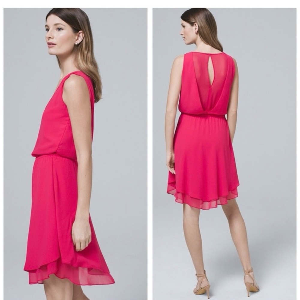 White House Black Market Poppy Blouson Dress size 10